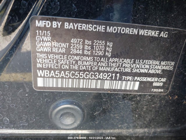 BMW 528I 2016 WBA5A5C55GG349211 Image 9