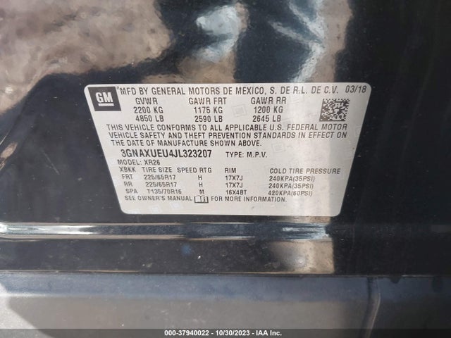 Chevrolet EQUINOX LT 2018 3GNAXUEU4JL323207 Image 9