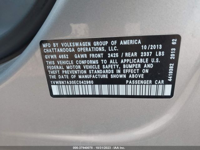 2014 VOLKSWAGEN PASSAT 1VWBN7A30EC042960 Photo 8