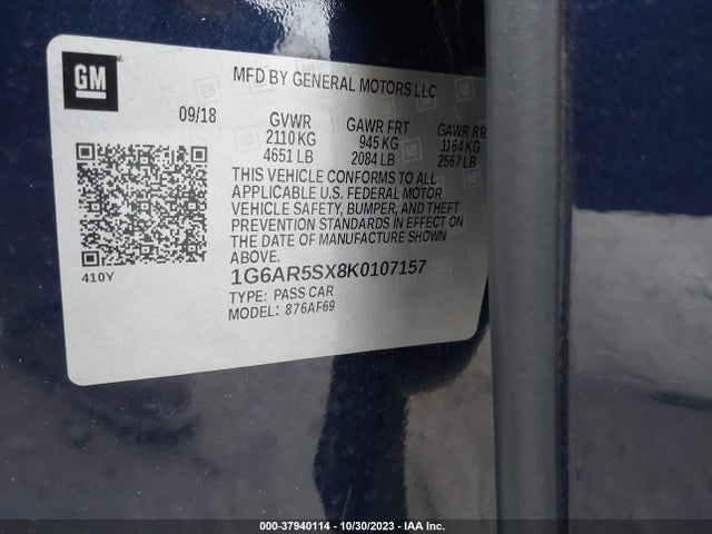 1G6AR5SX8K0107157 Cadillac Cts Sedan Luxury Rwd
