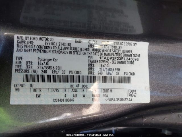 1FADP3F23EL245698 Ford FOCUS SE