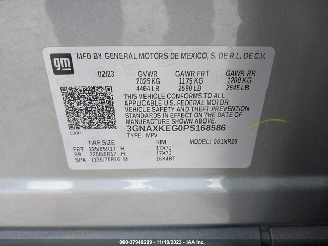 Chevrolet EQUINOX LT 2023 3GNAXKEG0PS168586 Image 9