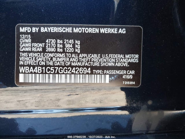 BMW 435i Gran Coupe 2016 WBA4B1C57GG242694 Image 9