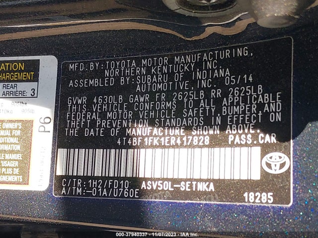 Toyota CAMRY LE 2014 4T4BF1FK1ER417828 Image 9