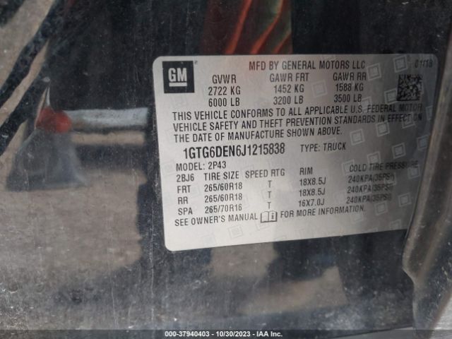 1GTG6DEN6J1215838 GMC CANYON SLT