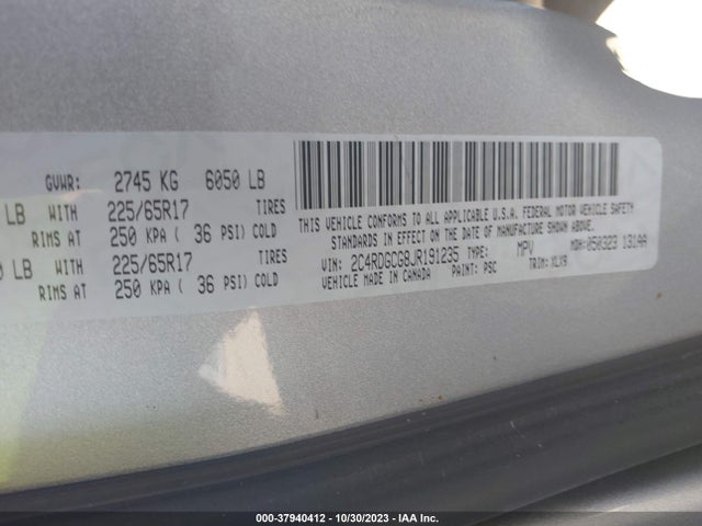 Dodge Grand Caravan Sxt 2018 2C4RDGCG8JR191235 Image 9