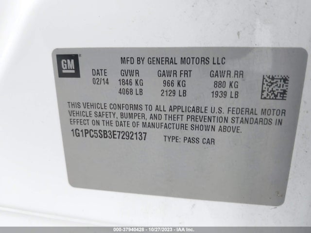 Chevrolet Cruze 1lt Auto 2014 1G1PC5SB3E7292137 Image 9