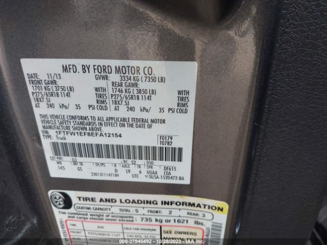 1FTFW1EF8EFA12154 Ford F-150 Xl/xlt/stx/fx4/lariat