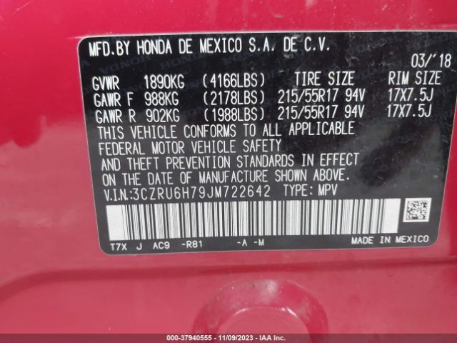 3CZRU6H79JM722642 Honda Hr-v Ex-l