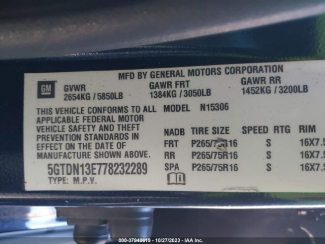 2007 HUMMER H3 5GTDN13E778232289 Photo 8