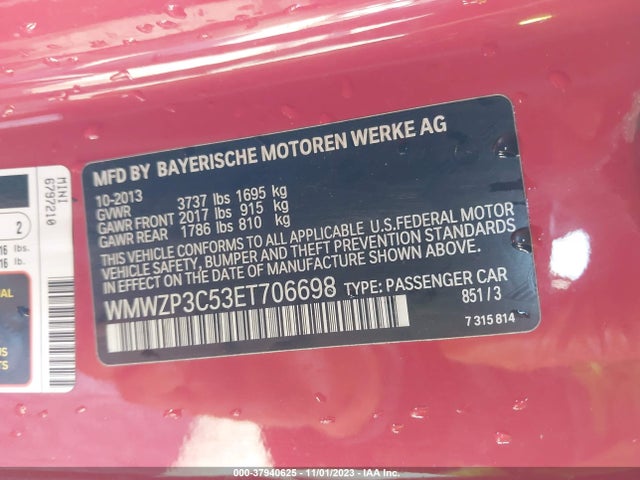 2014 MINI CONVERTIBLE WMWZP3C53ET706698 Photo 8
