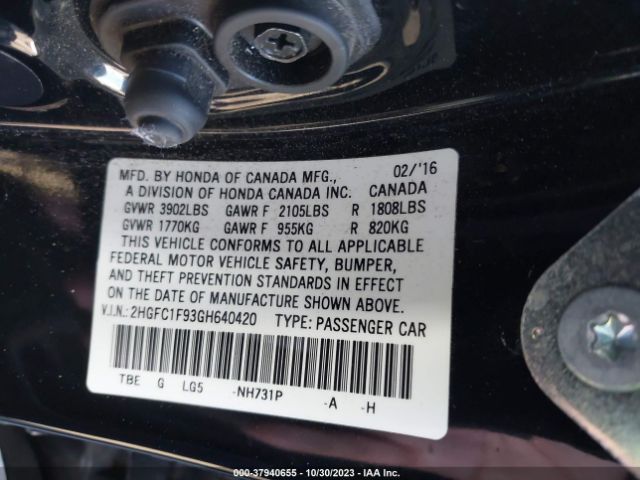 2HGFC1F93GH640420 Honda Civic Sedan Touring