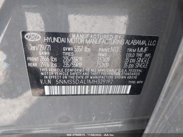 Hyundai Santa Fe Calligraphy 2021 5NMS5DAL1MH329192 Image 9