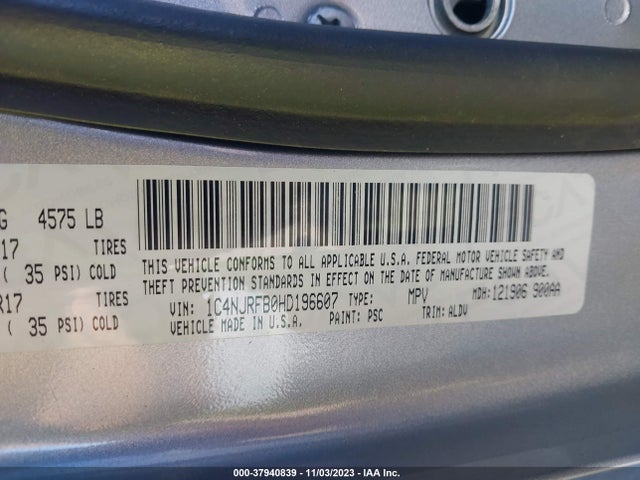 2017 JEEP PATRIOT HIGH ALTITUDE 4X4 VIN: 1C4NJRFB0HD196607