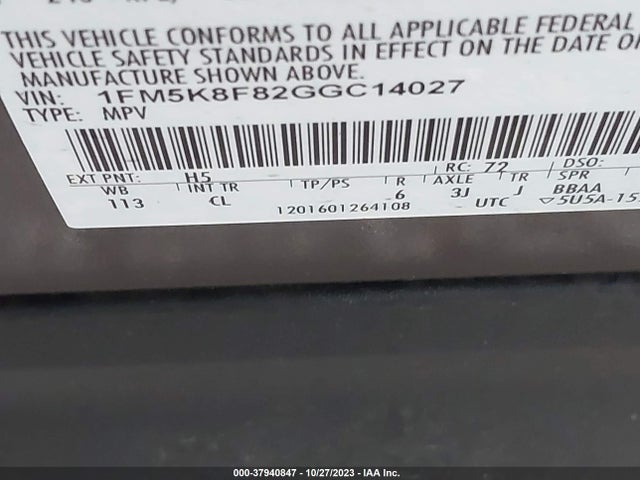 Ford Explorer Limited 2016 1FM5K8F82GGC14027 Image 9