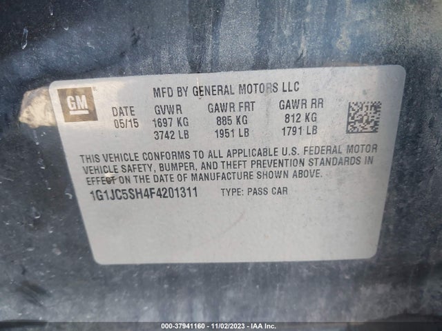 Chevrolet Sonic Lt Auto 2015 1G1JC5SH4F4201311 Image 9