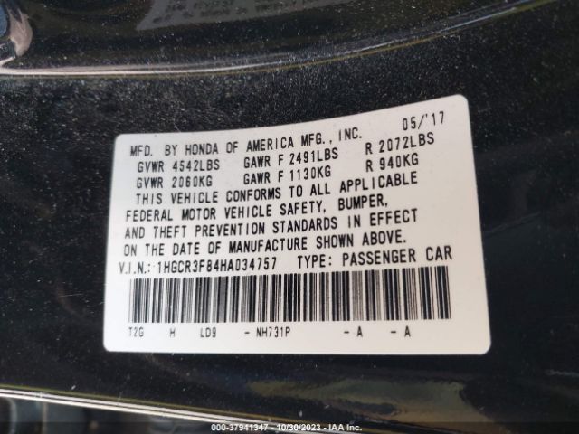 1HGCR3F84HA034757 Honda Accord Sedan Ex-l V6