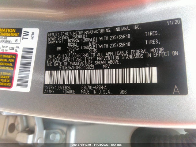 Toyota Highlander Xle 2021 5TDGZRAH4MS516829 Image 9