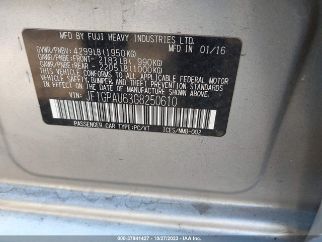 JF1GPAU63G8250610 Subaru Impreza Wagon 2.0i Sport Limited