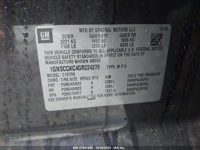 Chevrolet Tahoe Ltz 2016 1GNSCCKC4GR224278 Image 9