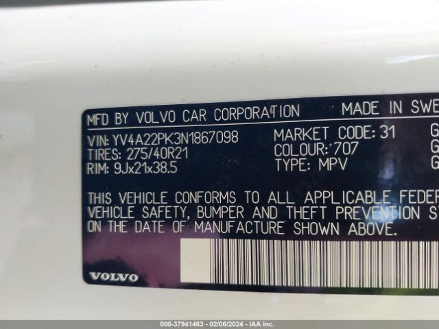 YV4A22PK3N1867098 Volvo Xc90 T6 Momentum 7 Passenger