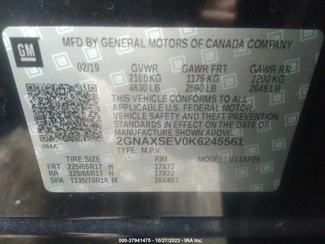 Chevrolet EQUINOX LS 2019 2GNAXSEV0K6245561 Image 9