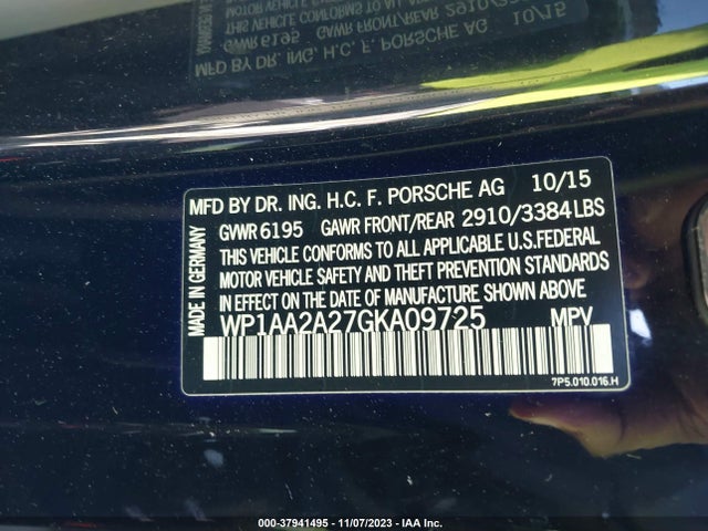 2016 PORSCHE CAYENNE WP1AA2A27GKA09725 Photo 8