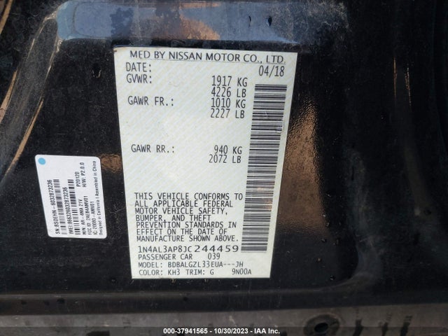 2018 NISSAN ALTIMA 2.5 S VIN: 1N4AL3AP8JC244459
