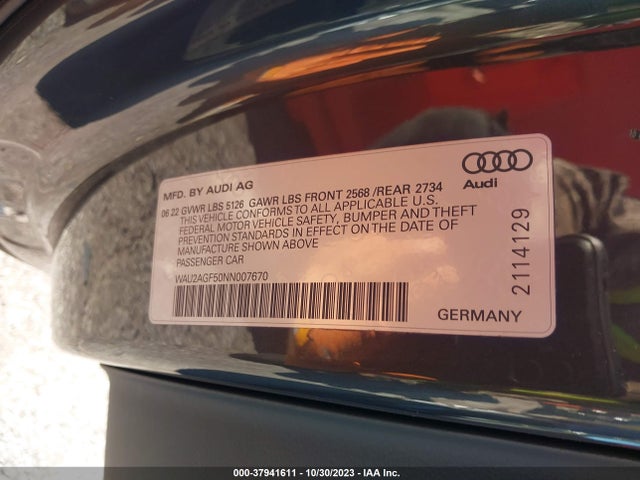 WAU2AGF50NN007670 Audi A5 Cabriolet Premium