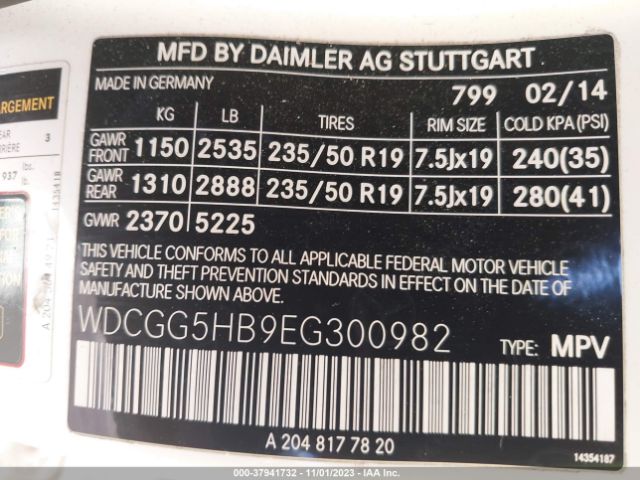 WDCGG5HB9EG300982 Mercedes-Benz Glk-class Glk 350