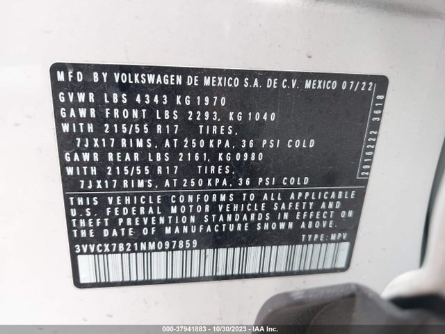 3VVCX7B21NM097859 Volkswagen TAOS S