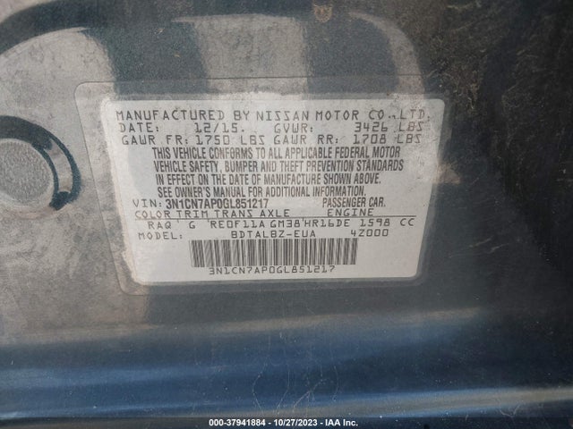 Nissan VERSA S 2016 3N1CN7AP0GL851217 Image 9