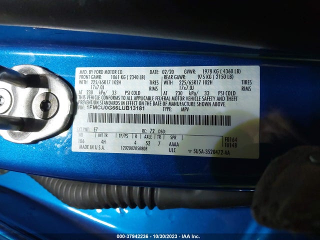 Ford ESCAPE SE 2020 1FMCU0G66LUB13181 Image 9