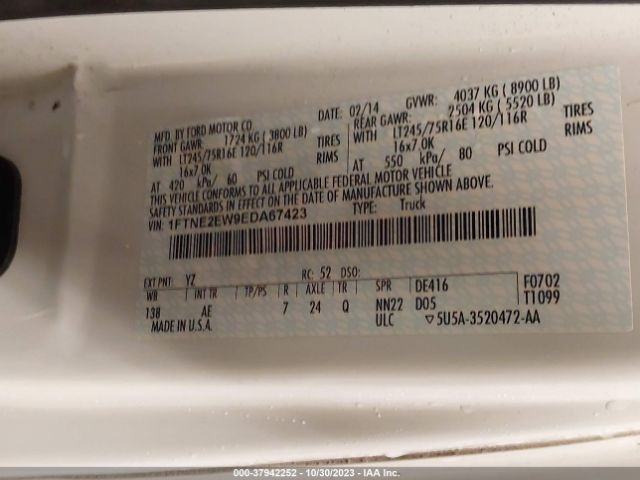 1FTNE2EW9EDA67423 Ford Econoline Cargo Van Commercial/recreational
