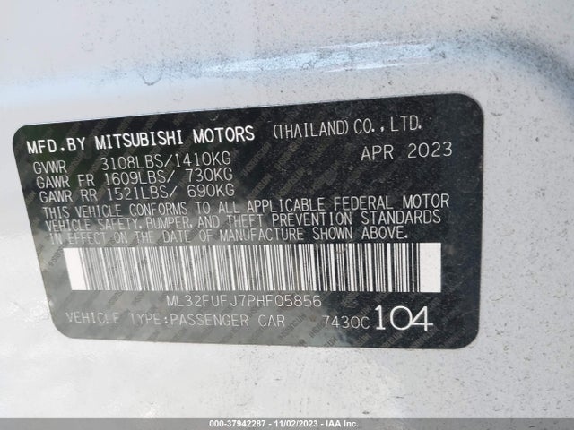 ML32FUFJ7PHF05856 Mitsubishi Mirage G4 Es/le/black Edition