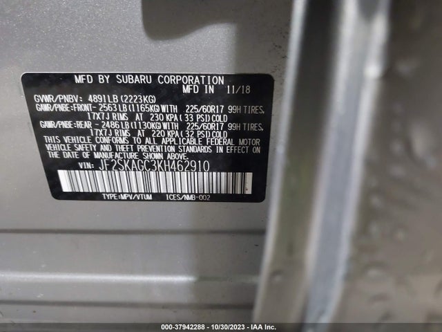 Subaru Forester Premium 2019 JF2SKAGC3KH462910 Image 9