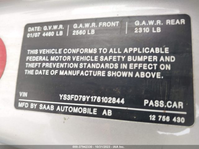 2007 SAAB 9-3 YS3FD79Y176102844 Photo 8