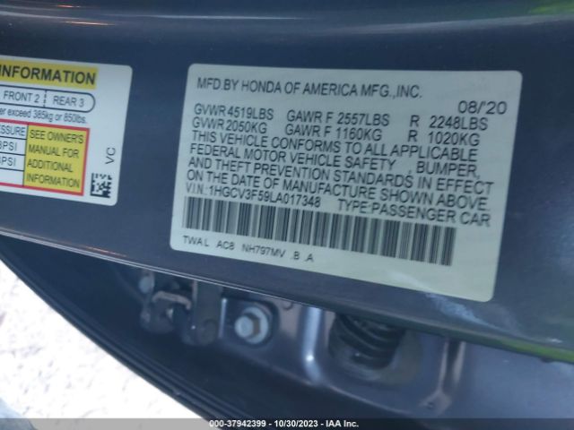 1HGCV3F59LA017348 Honda Accord Hybrid Ex-l