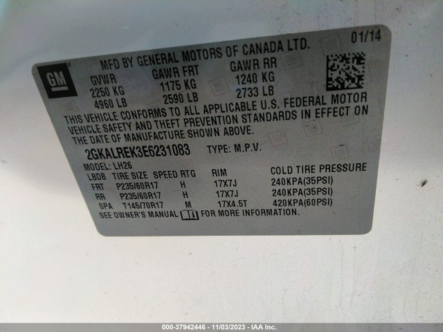 GMC Terrain Sle-2 2014 2GKALREK3E6231083 Image 9