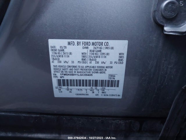 1FMSK8BH1LGC09405 Ford Explorer Base