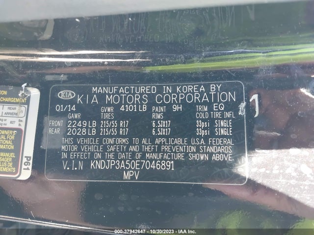 KIA SOUL + 2014 KNDJP3A50E7046891 Image 9