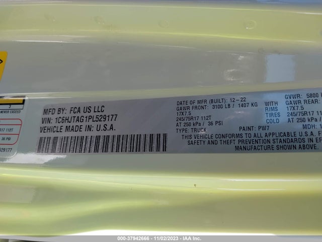 1C6HJTAG1PL529177 Jeep Gladiator Sport S