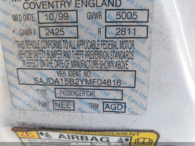 2000 JAGUAR XJ SAJDA15B2YMF04816 Photo 8