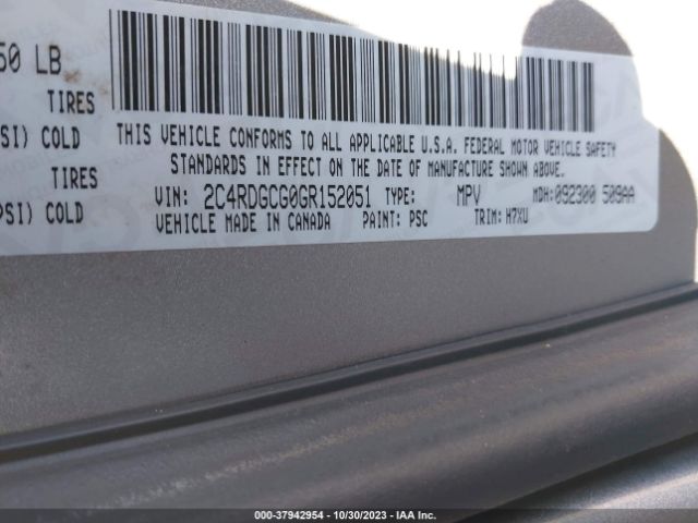 2C4RDGCG0GR152051 Dodge Grand Caravan Sxt