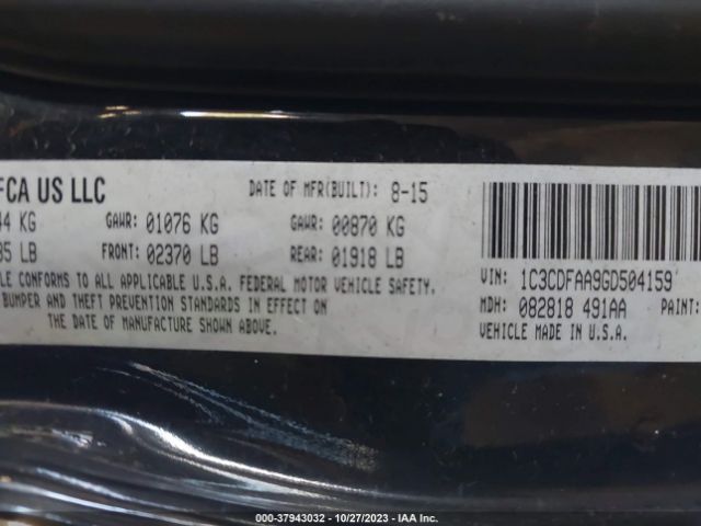1C3CDFAA9GD504159 Dodge DART SE