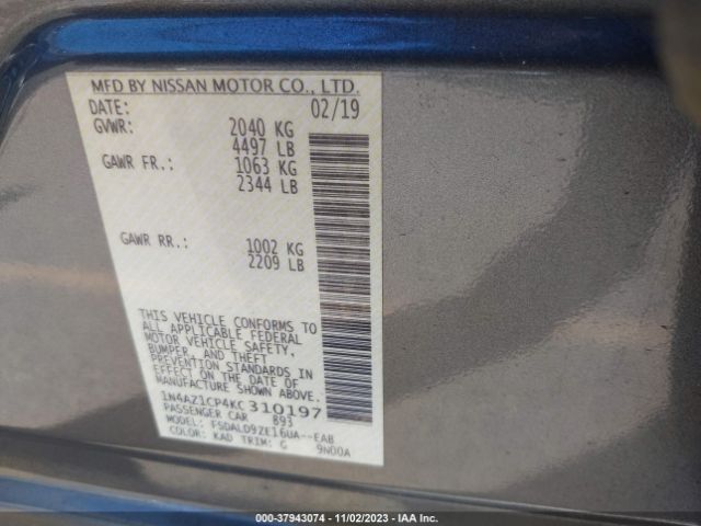 1N4AZ1CP4KC310197 Nissan LEAF SV