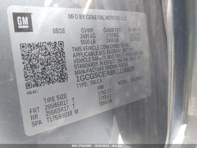Chevrolet Colorado Lt 2019 1GCGSCEA8K1116829 Image 9