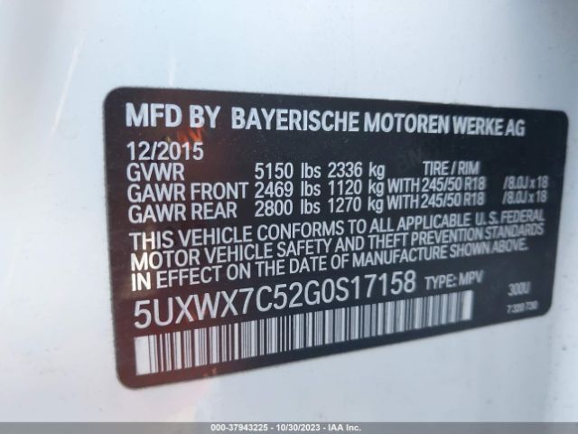5UXWX7C52G0S17158 BMW X3 Xdrive35i