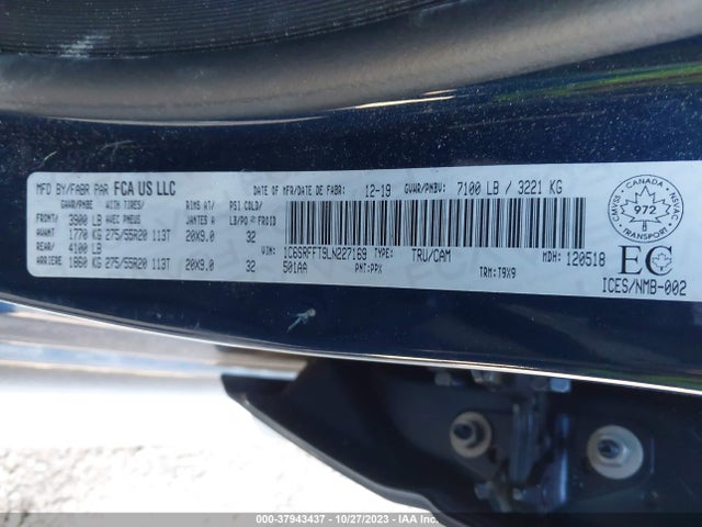 RAM 1500 Big Horn 2020 1C6SRFFT9LN227169 Image 9
