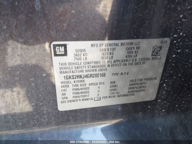 1GKS2HKJ4GR200168 GMC YUKON XL DENALI